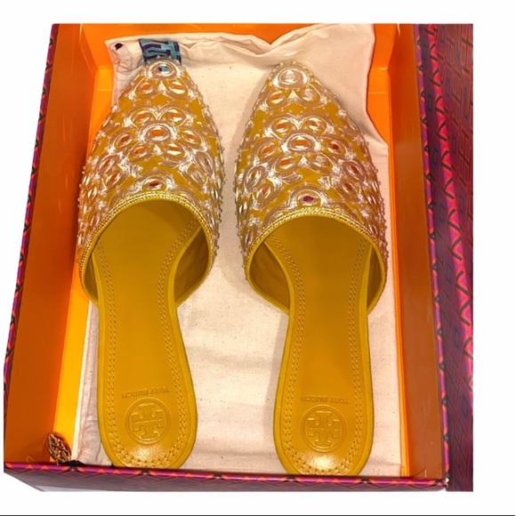 NWT Tory Burch Elora Gold India Mirrored Flats Women’s Size 9.5 - Picture 7 of 8